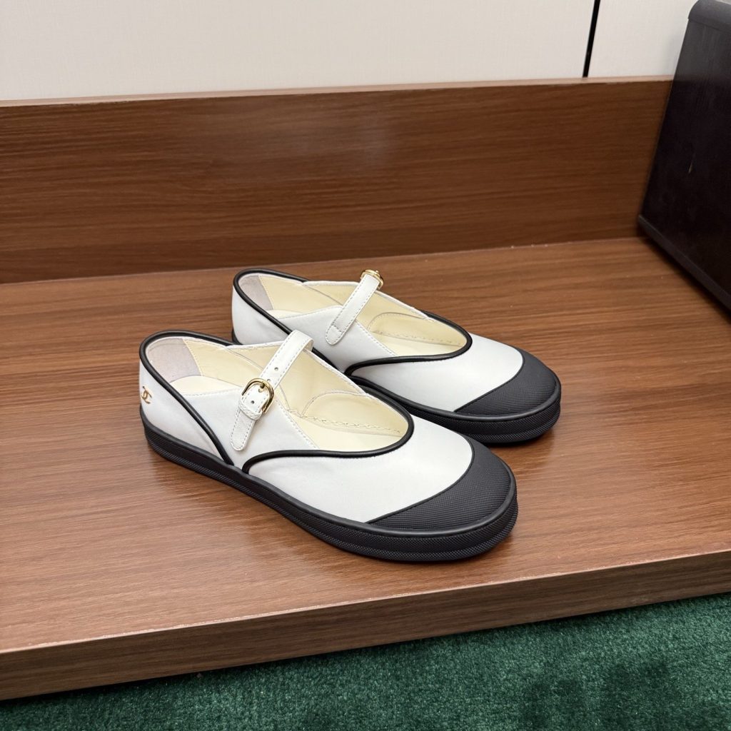 CHANEL Classic Mary Jane with Two-Tone Rubber Toe in Silk and Lambskin with TPU Outsole