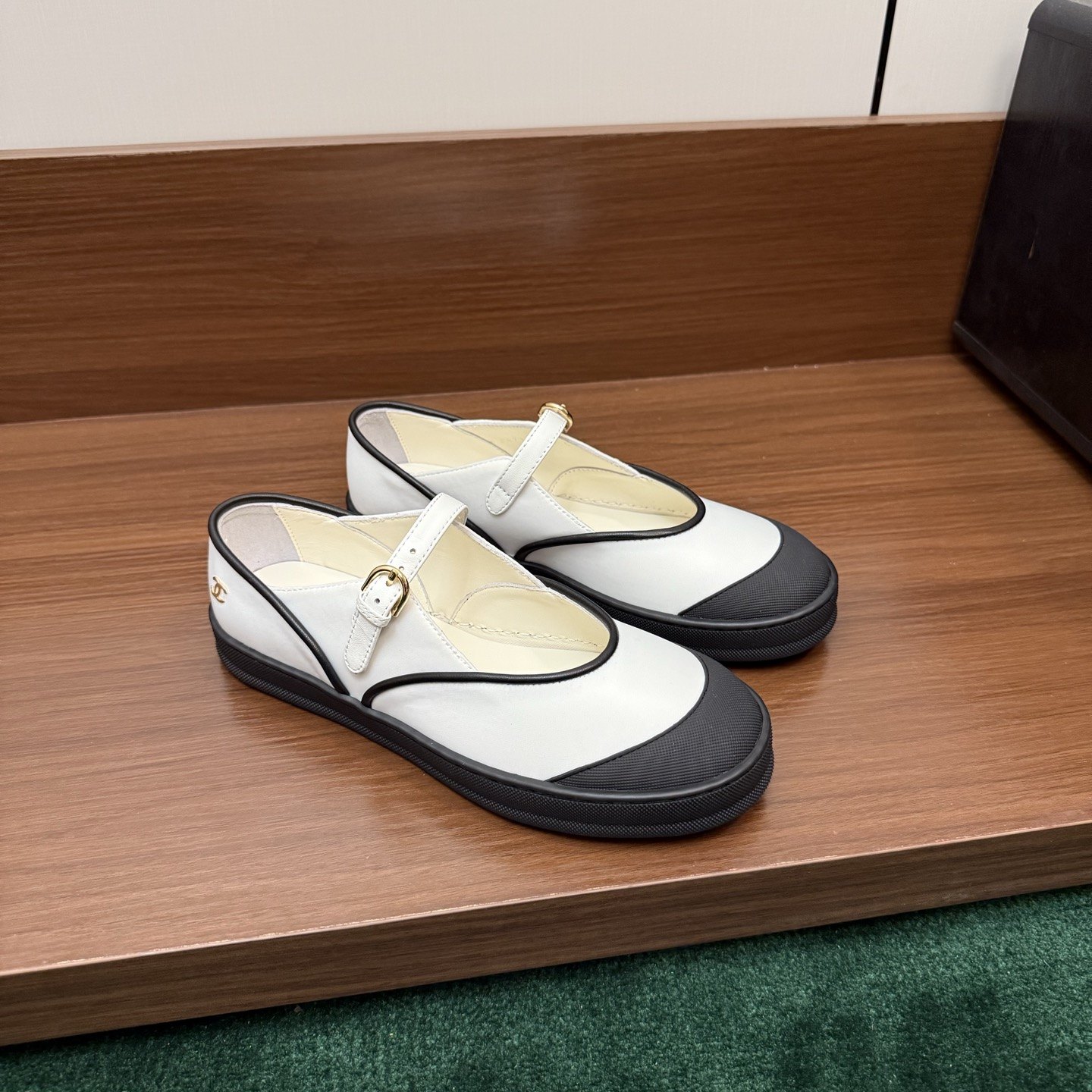 CHANEL Classic Mary Jane with Two-Tone Rubber Toe in Silk and Lambskin with TPU Outsole