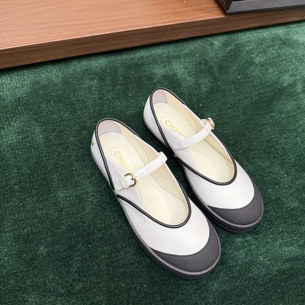 CHANEL Classic Mary Jane with Two-Tone Rubber Toe in Silk and Lambskin with TPU Outsole