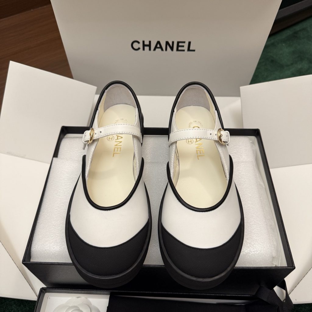 CHANEL Classic Mary Jane with Two-Tone Rubber Toe in Silk and Lambskin with TPU Outsole