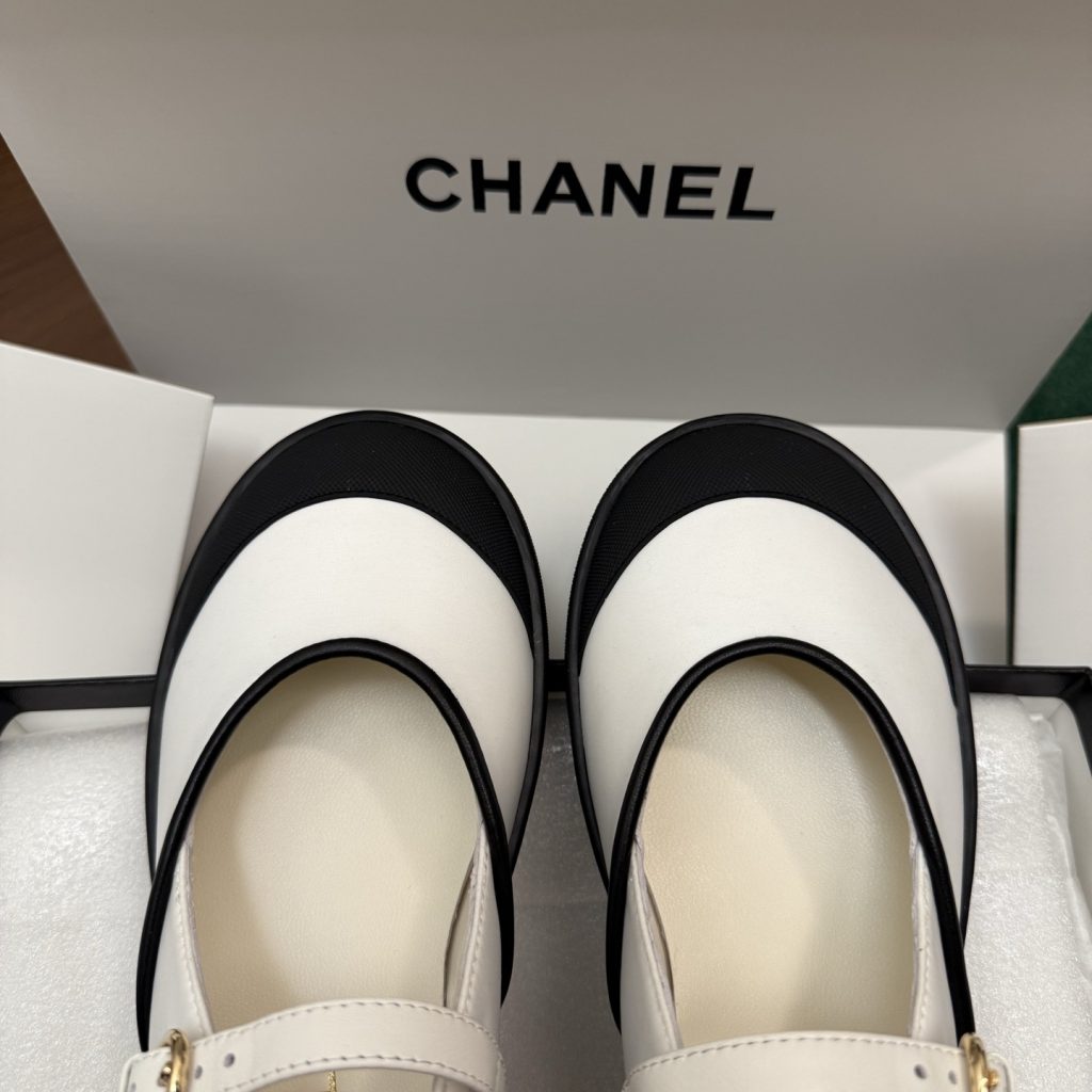 CHANEL Classic Mary Jane with Two-Tone Rubber Toe in Silk and Lambskin with TPU Outsole