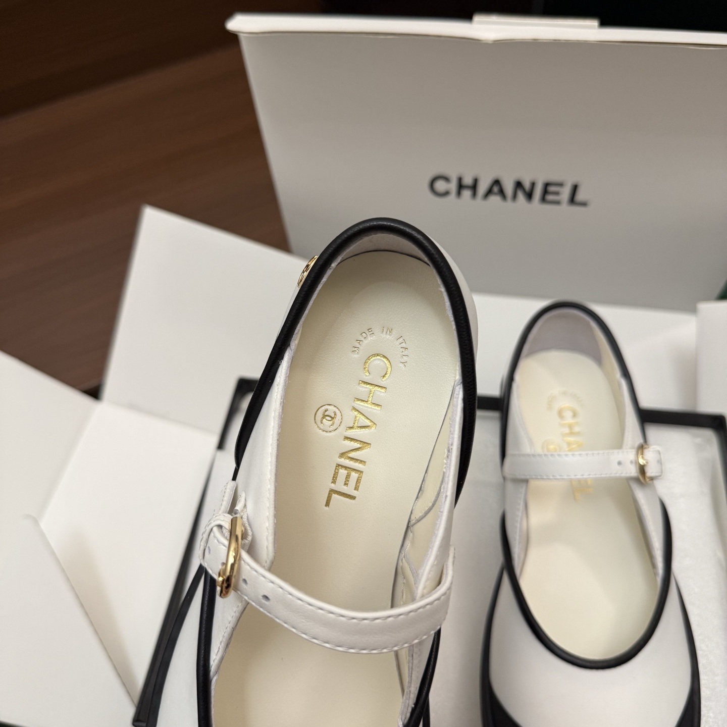 CHANEL Classic Mary Jane with Two-Tone Rubber Toe in Silk and Lambskin with TPU Outsole
