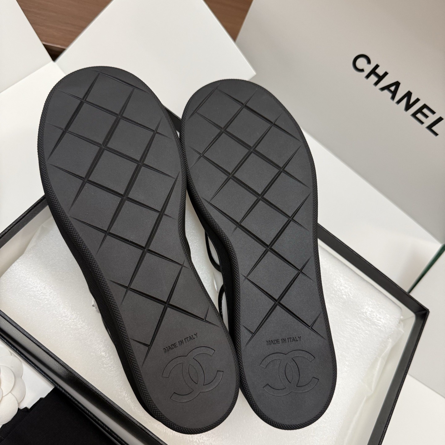 CHANEL Classic Mary Jane with Two-Tone Rubber Toe in Silk and Lambskin with TPU Outsole