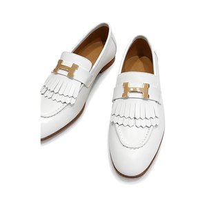 HERMES Paris Loafer Slip-Ons with Metal H Buckle in Genuine Leather with Italian Leather Sole