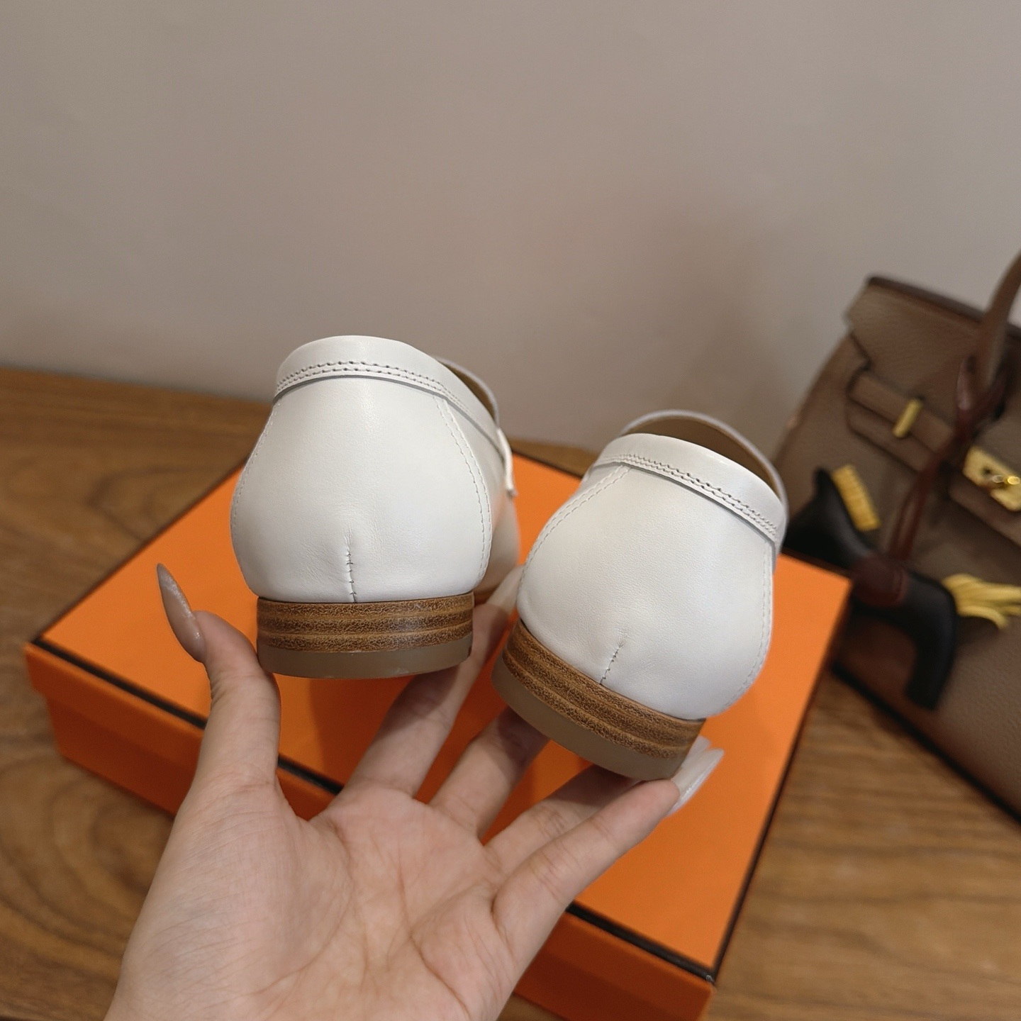 HERMES Paris Loafer Slip-Ons with Metal H Buckle in Genuine Leather with Italian Leather Sole
