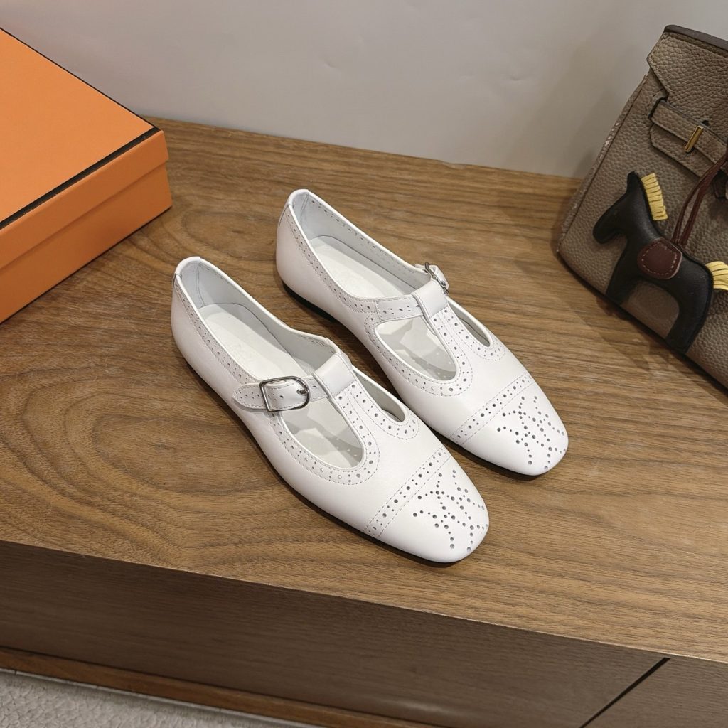 HERMES Laser-Engraved Loafer Shoes in Genuine Calfskin with Italian Leather Sole
