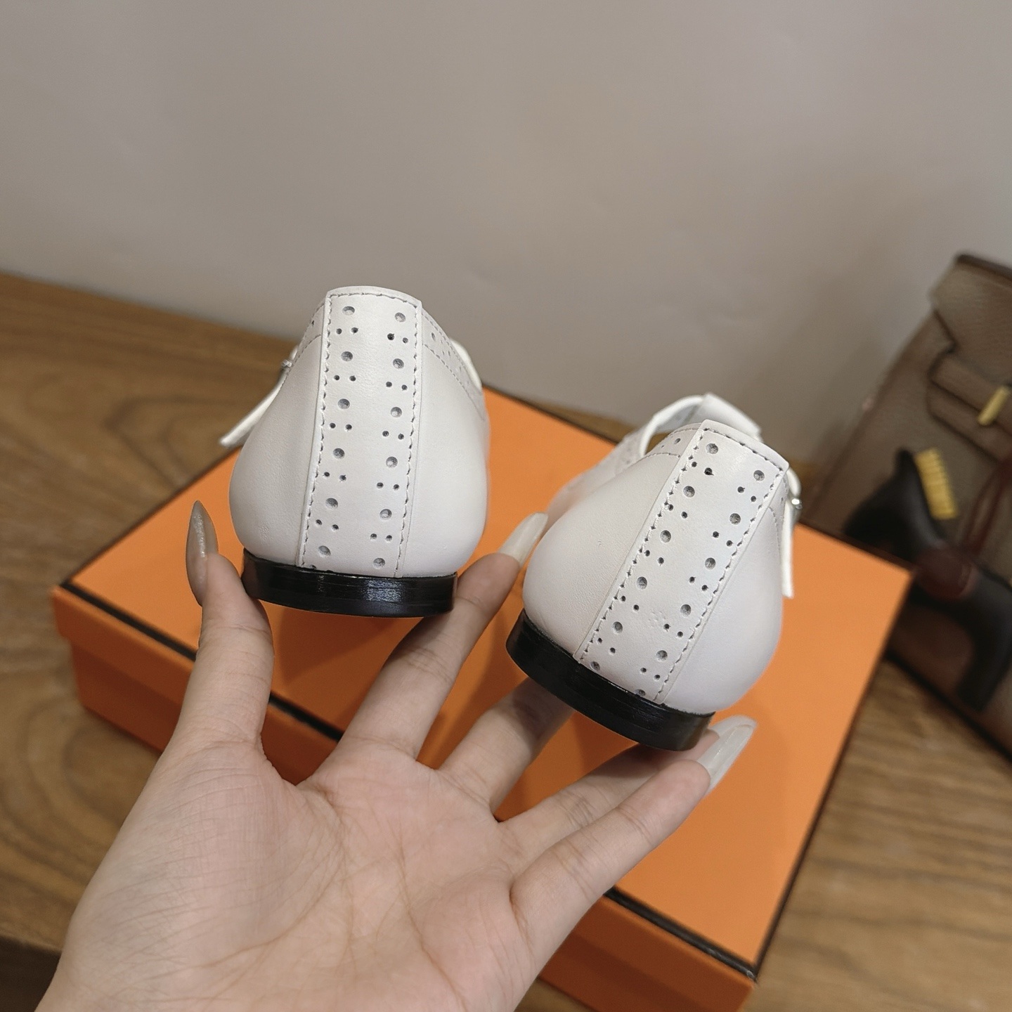 HERMES Laser-Engraved Loafer Shoes in Genuine Calfskin with Italian Leather Sole