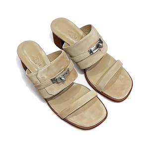 Hermes Open-Toe Slip-On Flat Slippers in Genuine Calfskin with Wool Lining and Italian Leather Sole