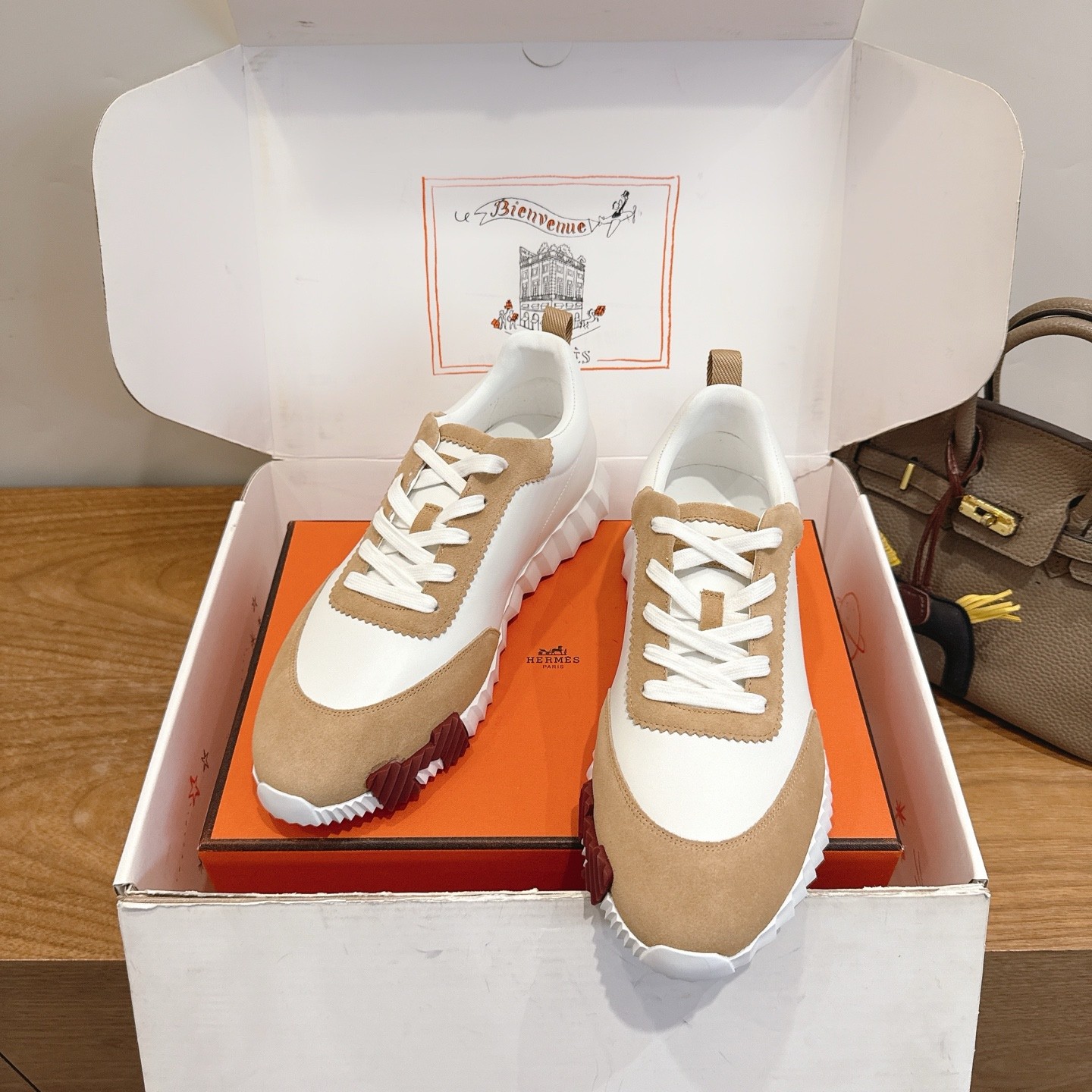 HERMES H Fitting Classic Flat Loafer Slippers in Genuine Calfskin with Italian Leather Sole