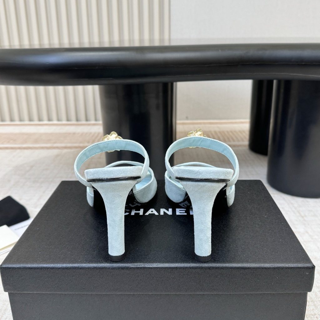Chanel Camellia Square-Toe High-Heel Thong Sandals Pebbled Calfskin Lambskin Edition 2