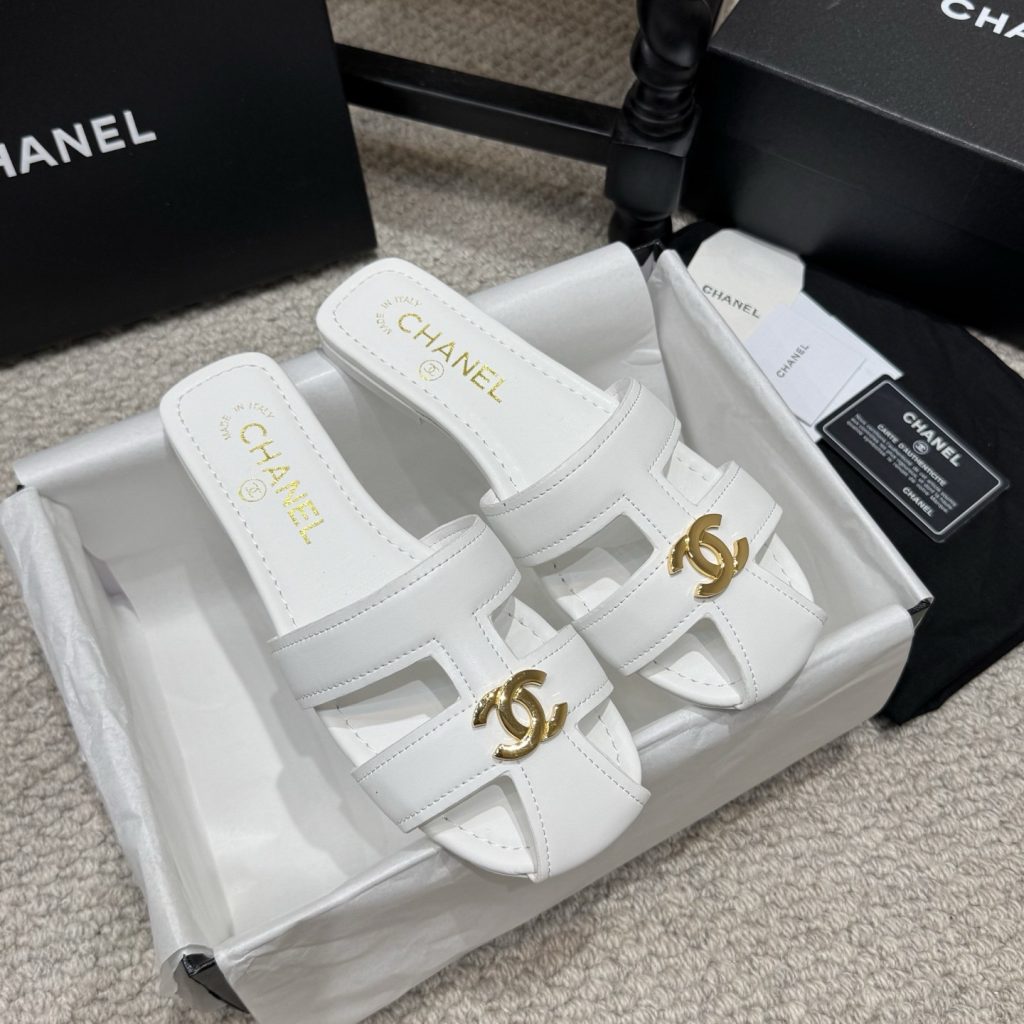 Chanel Double C Logo Roman Flat Sandals Italian Calfskin Goatskin Lining Edition 2