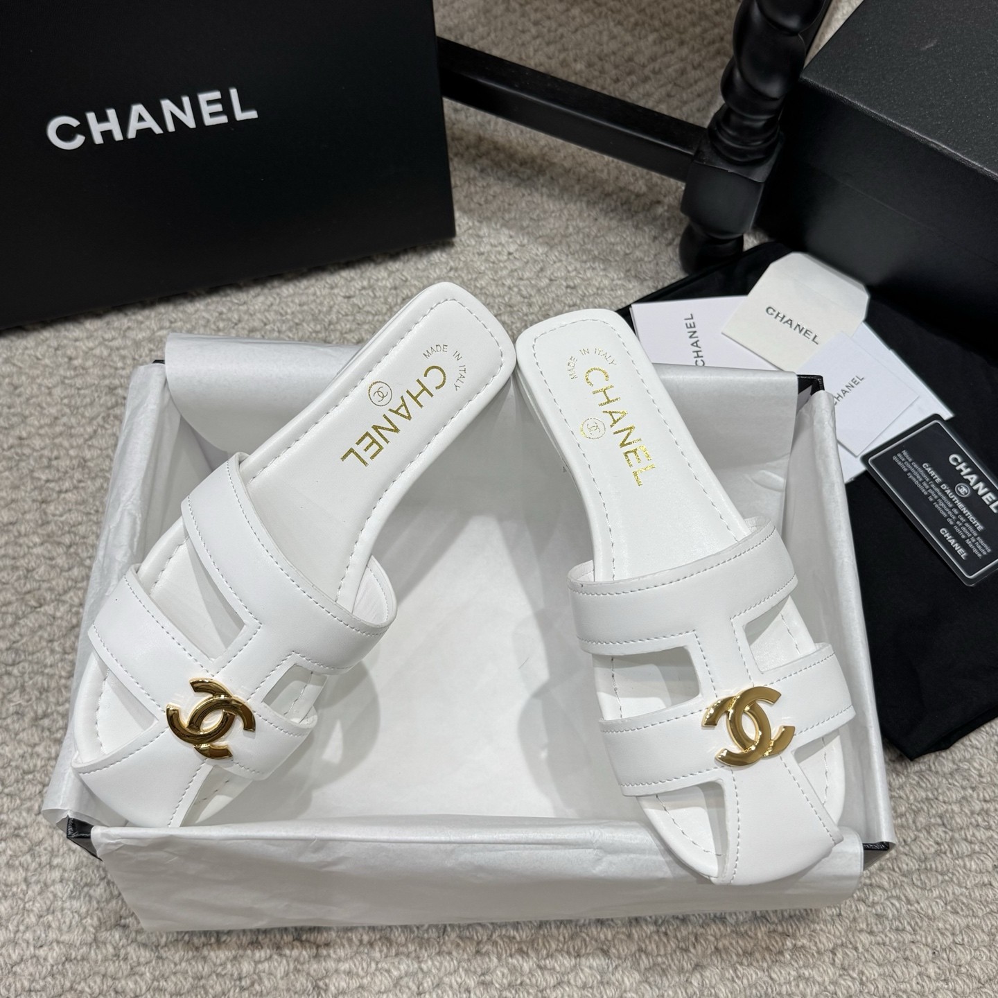 Chanel Double C Logo Roman Flat Sandals Italian Calfskin Goatskin Lining Edition 2