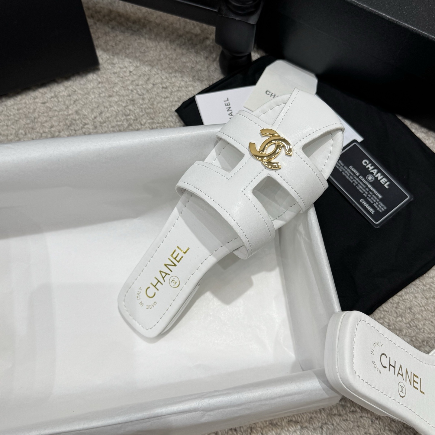 Chanel Double C Logo Roman Flat Sandals Italian Calfskin Goatskin Lining Edition 2