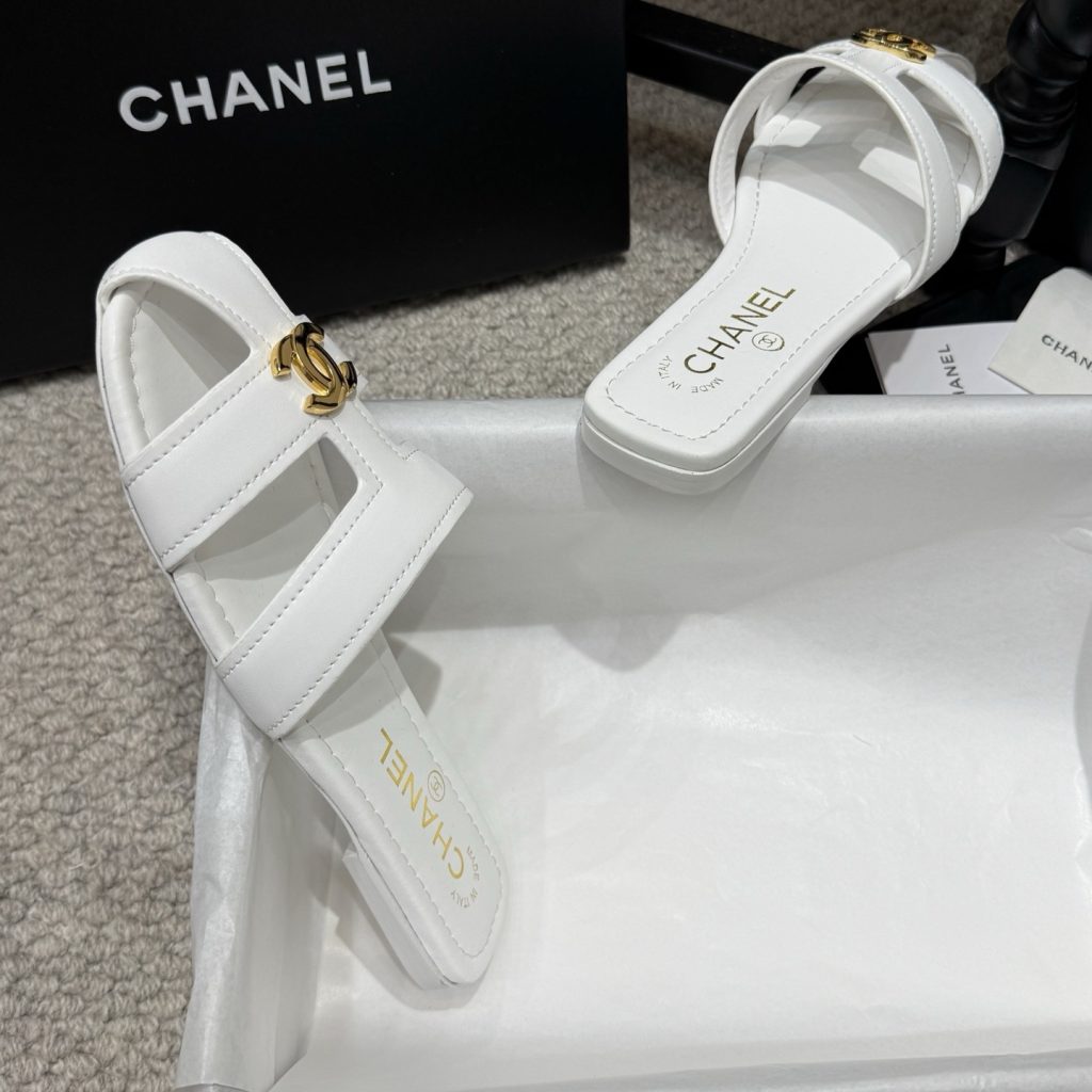 Chanel Double C Logo Roman Flat Sandals Italian Calfskin Goatskin Lining Edition 2