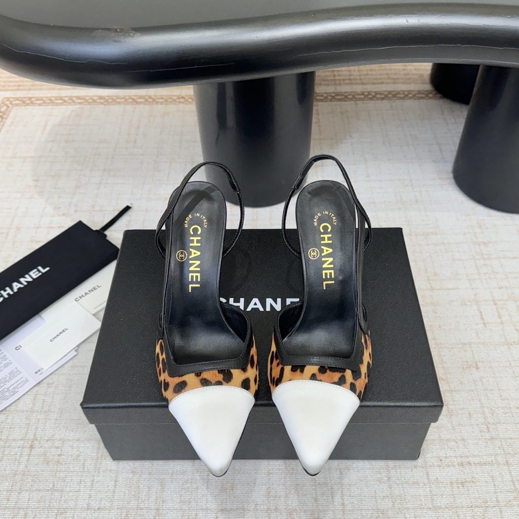 Chanel Pointed Toe Cutout High Heel Sandals in Calfskin Lambskin with Italian Leather Sole
