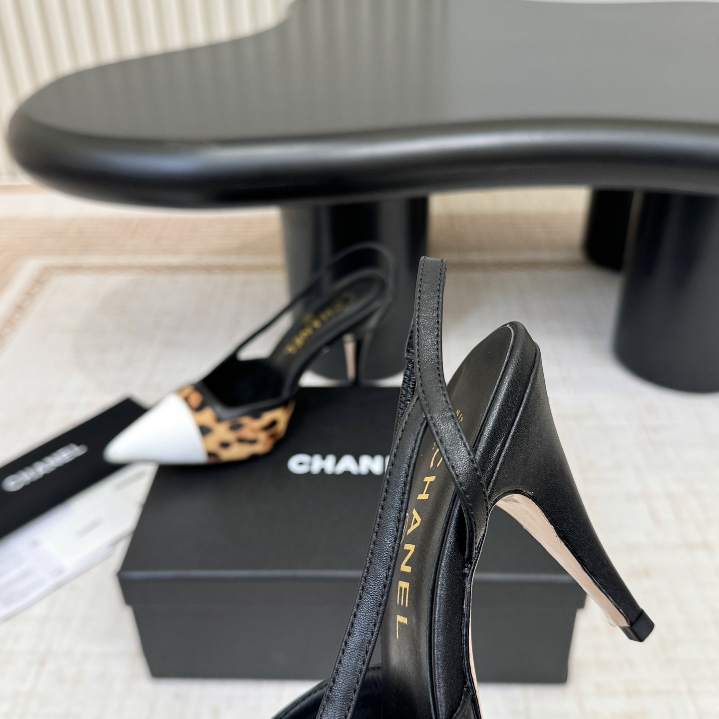 Chanel Pointed Toe Cutout High Heel Sandals in Calfskin Lambskin with Italian Leather Sole