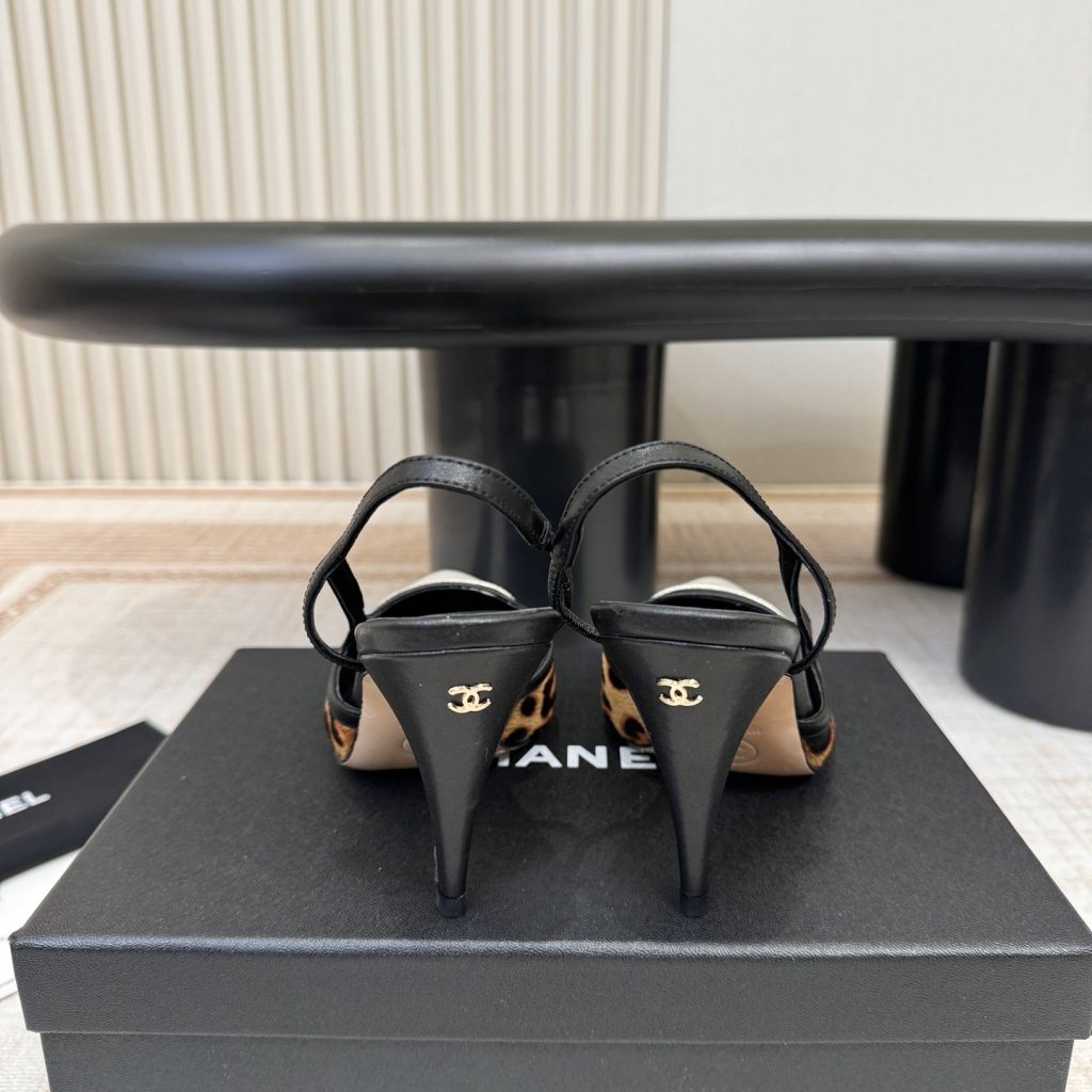 Chanel Pointed Toe Cutout High Heel Sandals in Calfskin Lambskin with Italian Leather Sole