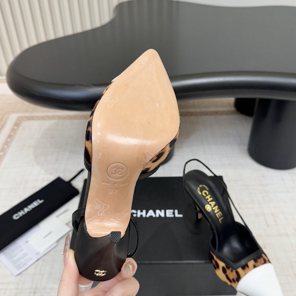 Chanel Pointed Toe Cutout High Heel Sandals in Calfskin Lambskin with Italian Leather Sole