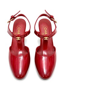 Chanel Square Block Heel Sandals in Patent Calfskin with Lambskin Lining and Italian Leather Sole