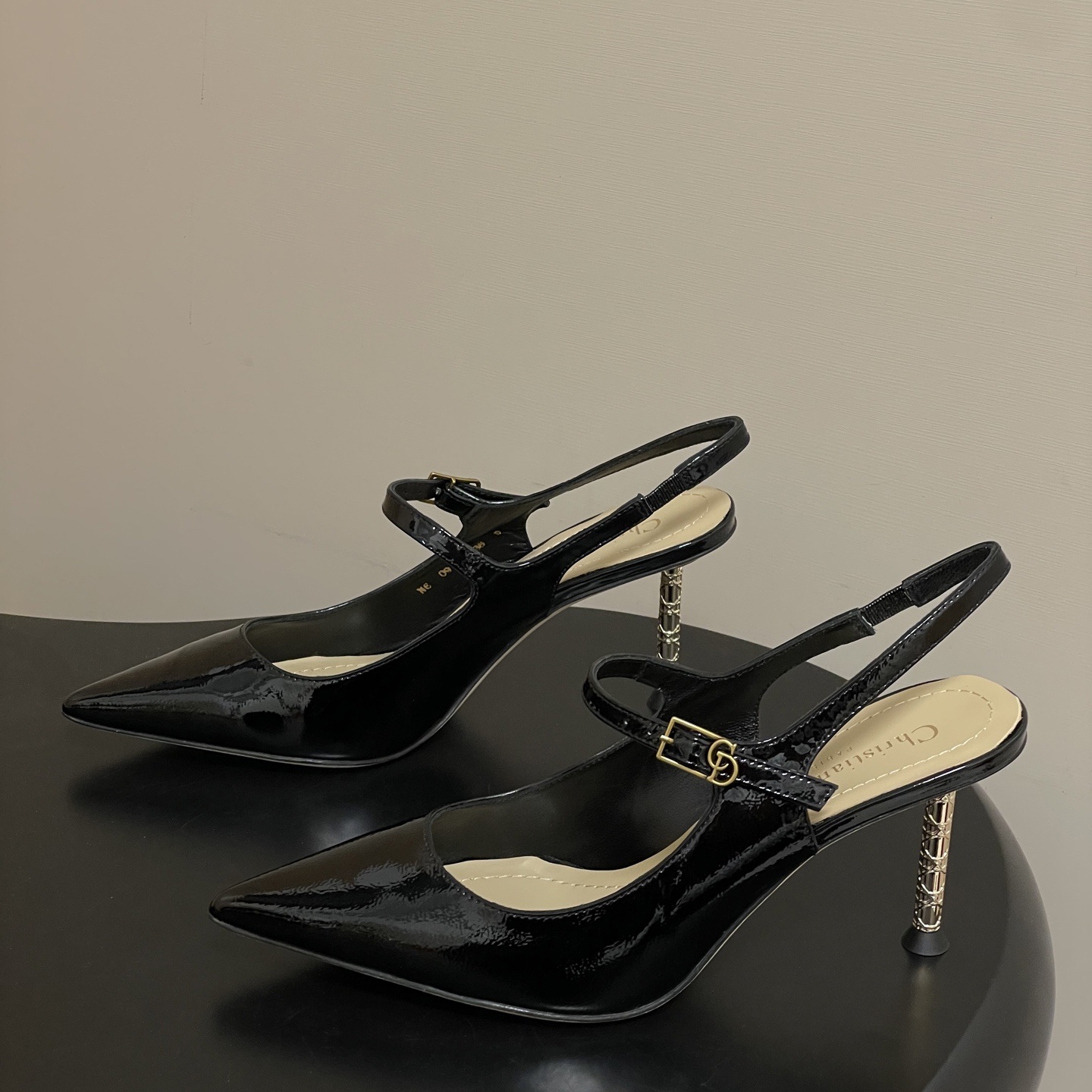 Dior D-Cherie Open-back High Heel Pumps in Calfskin with Lambskin Lining and Italian Leather Sole