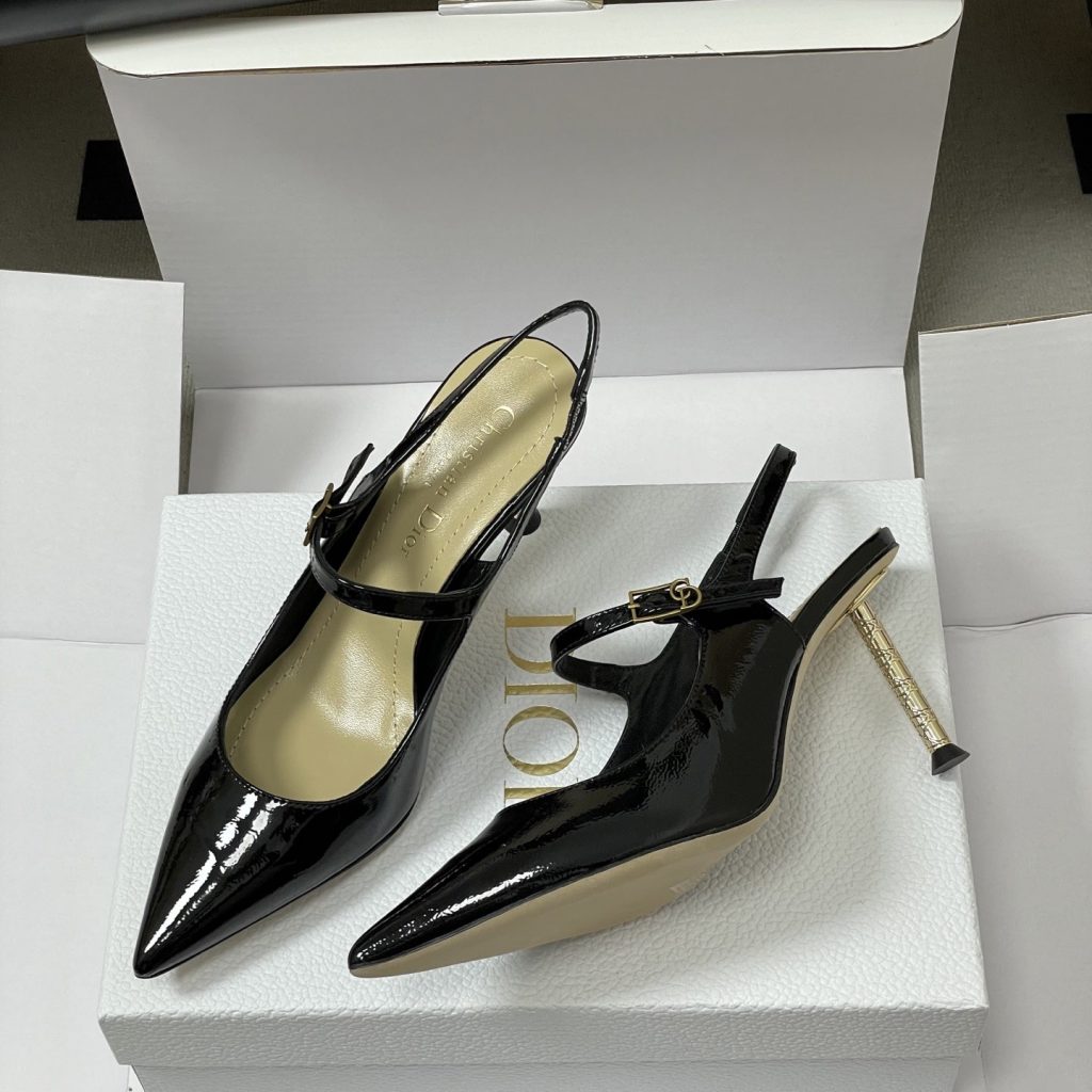 Dior D-Cherie Open-back High Heel Pumps in Calfskin with Lambskin Lining and Italian Leather Sole