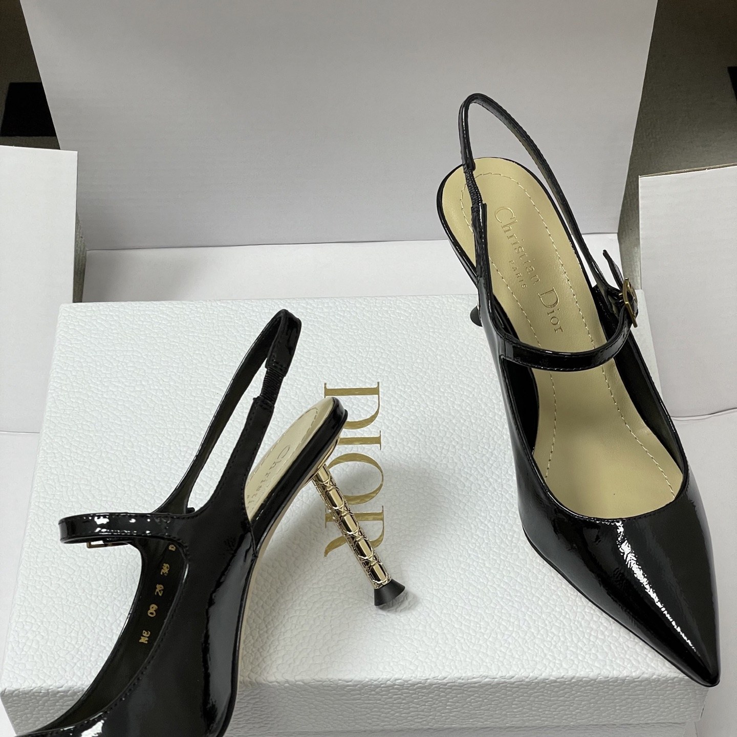 Dior D-Cherie Open-back High Heel Pumps in Calfskin with Lambskin Lining and Italian Leather Sole