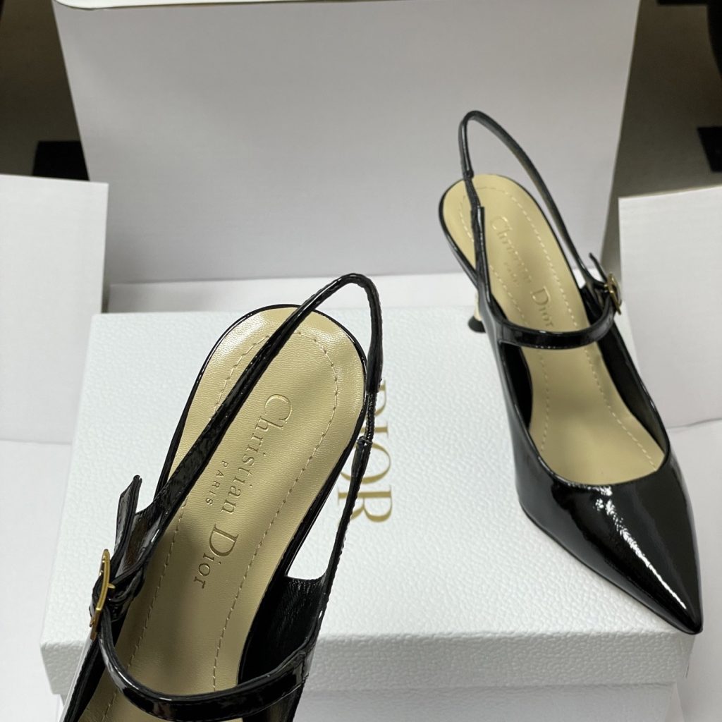 Dior D-Cherie Open-back High Heel Pumps in Calfskin with Lambskin Lining and Italian Leather Sole
