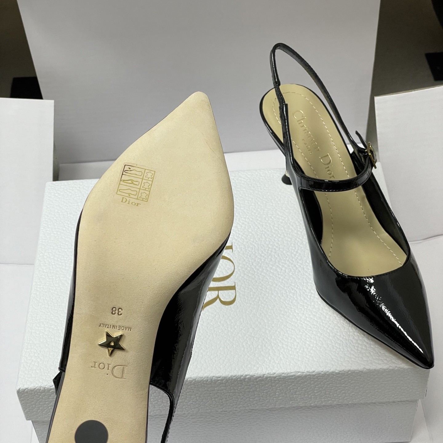 Dior D-Cherie Open-back High Heel Pumps in Calfskin with Lambskin Lining and Italian Leather Sole