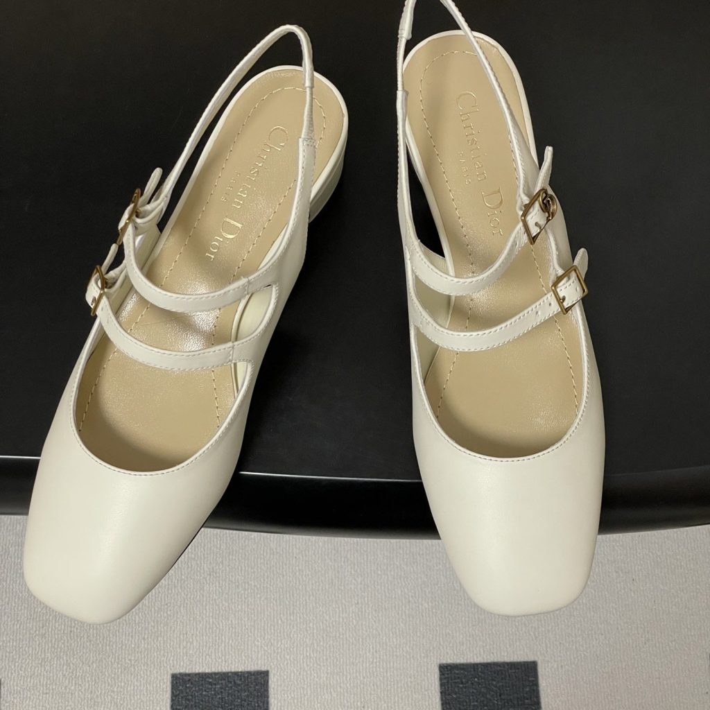 Dior D-Cherie Open-back Mid Heel Pumps in Calfskin with Lambskin Lining and Italian Leather Sole