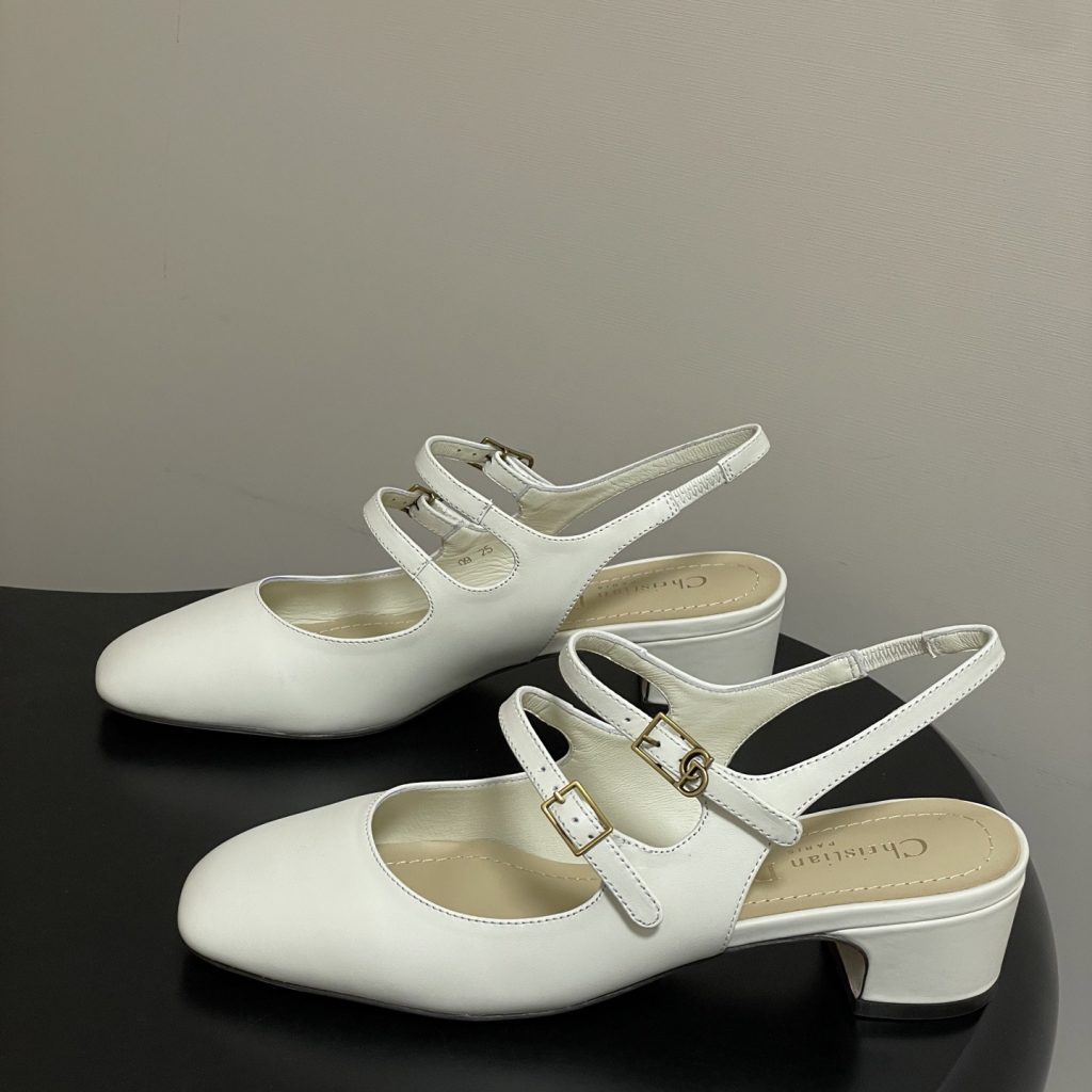Dior D-Cherie Open-back Mid Heel Pumps in Calfskin with Lambskin Lining and Italian Leather Sole