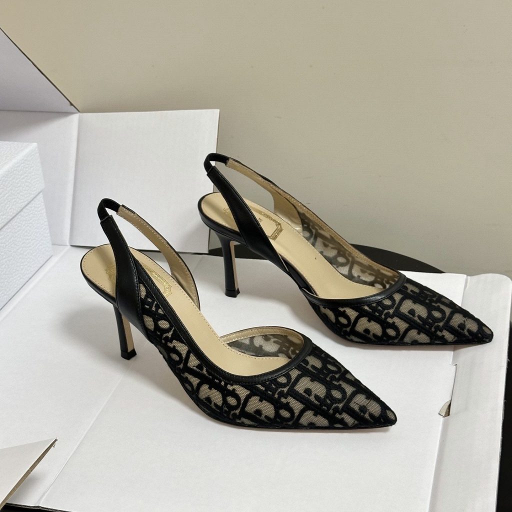 Dior Adiorable Open-back Mesh High Heel Pumps with Lambskin Insole and Italian Leather Sole