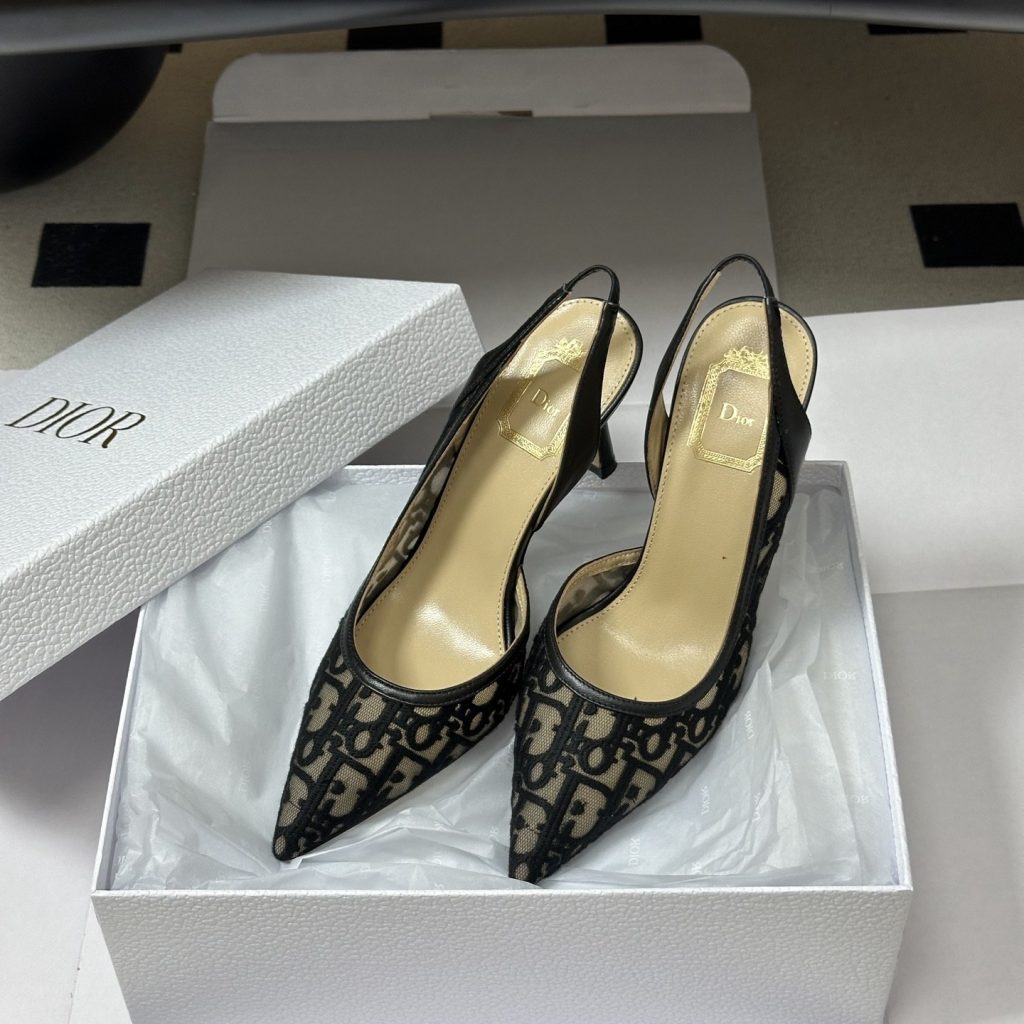 Dior Adiorable Open-back Mesh High Heel Pumps with Lambskin Insole and Italian Leather Sole