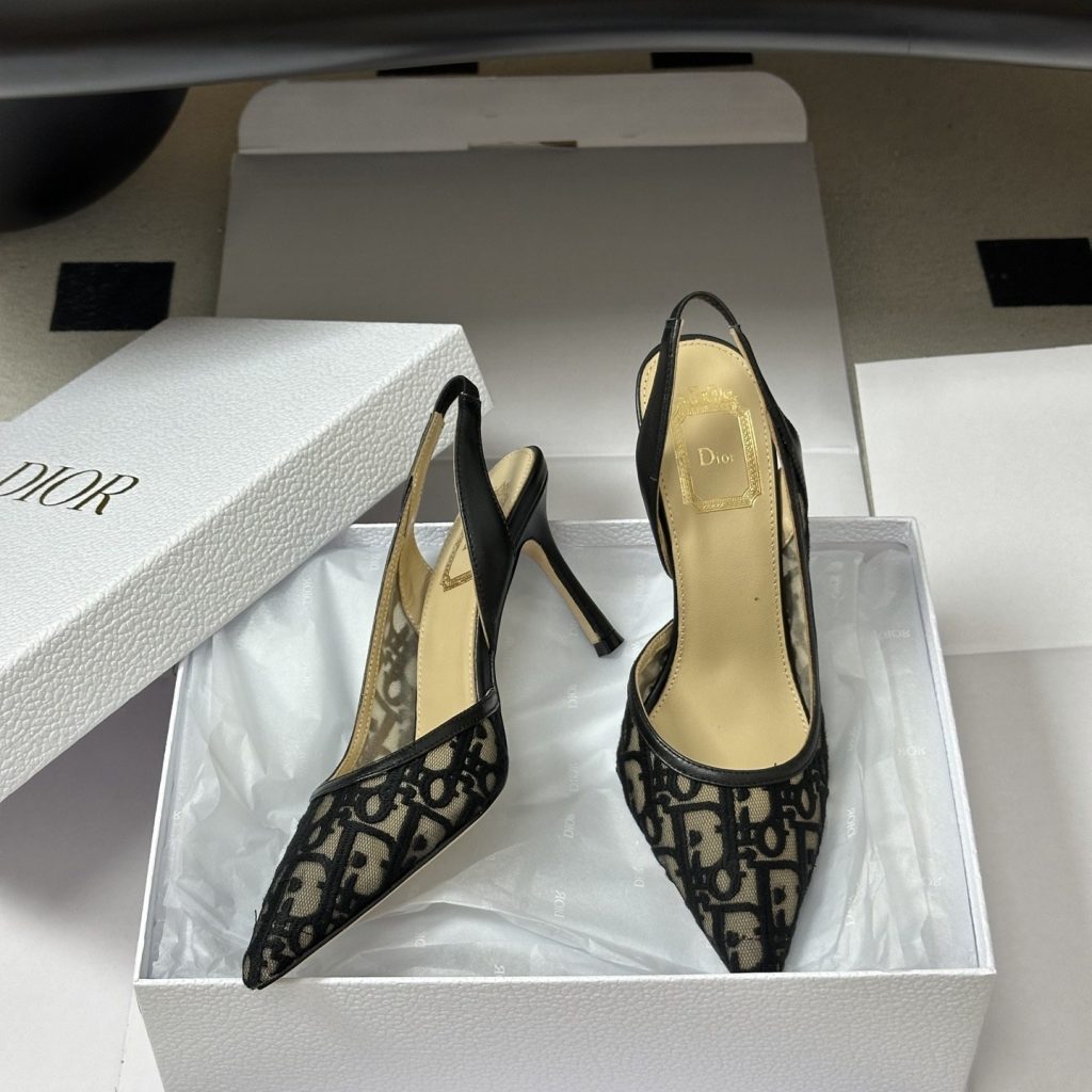 Dior Adiorable Open-back Mesh High Heel Pumps with Lambskin Insole and Italian Leather Sole