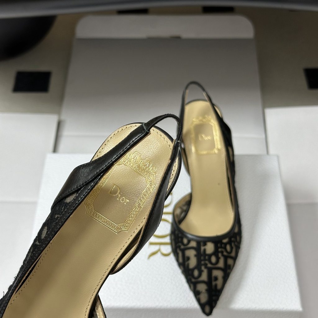 Dior Adiorable Open-back Mesh High Heel Pumps with Lambskin Insole and Italian Leather Sole