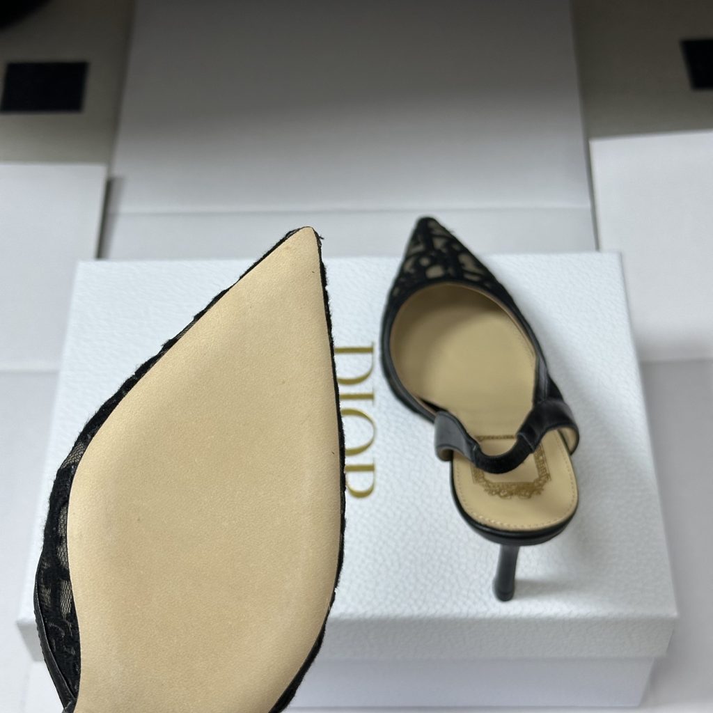 Dior Adiorable Open-back Mesh High Heel Pumps with Lambskin Insole and Italian Leather Sole