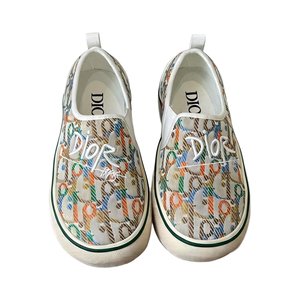 Dior Embroidered Loafer with Signature Lettering in Custom Fabric with Lambskin Lining