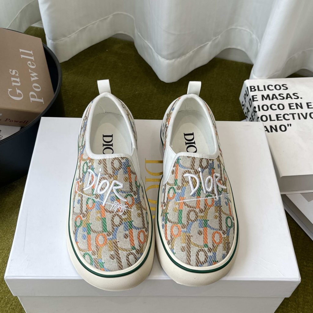 Dior Embroidered Loafer with Signature Lettering in Custom Fabric with Lambskin Lining