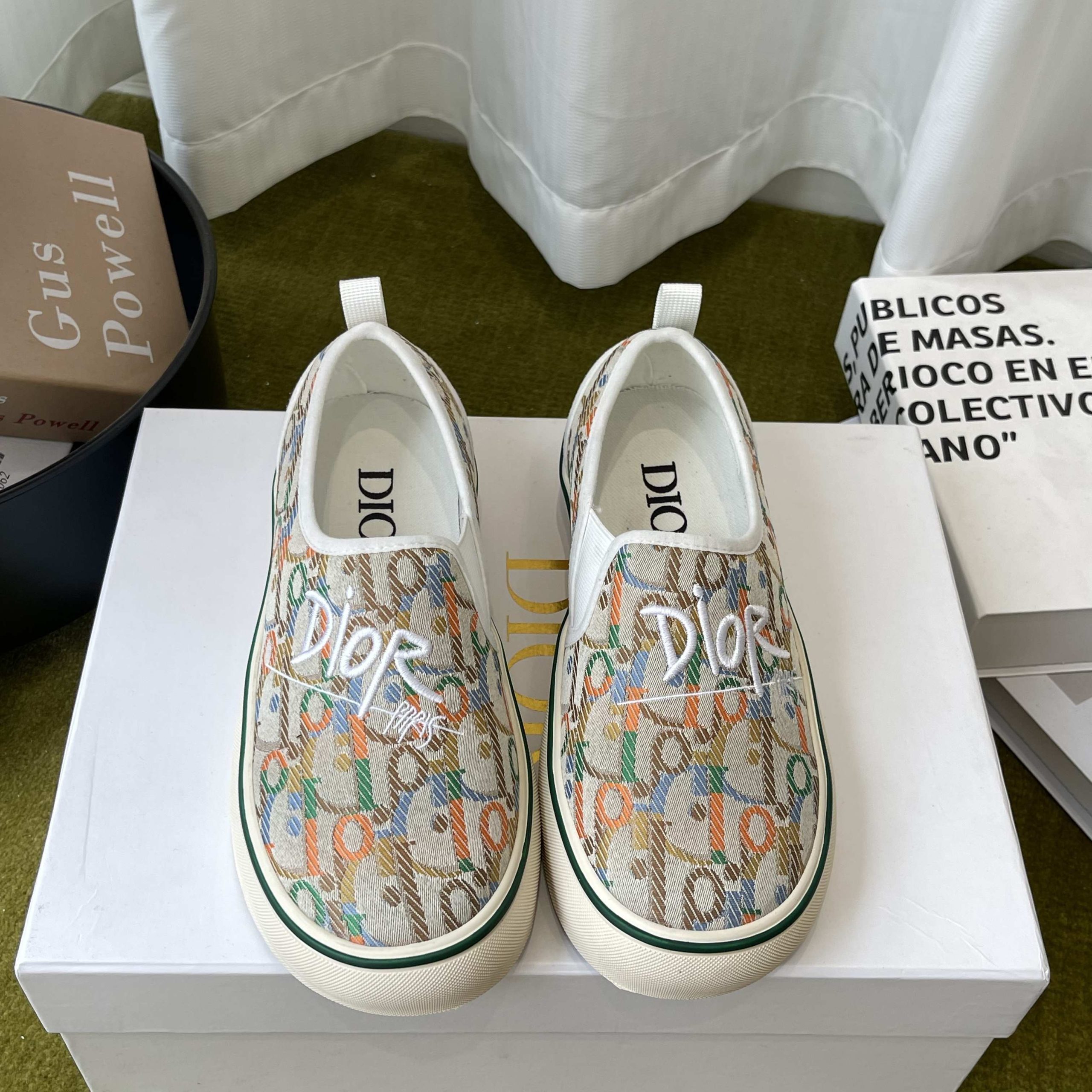 Dior Embroidered Loafer with Signature Lettering in Custom Fabric with Lambskin Lining