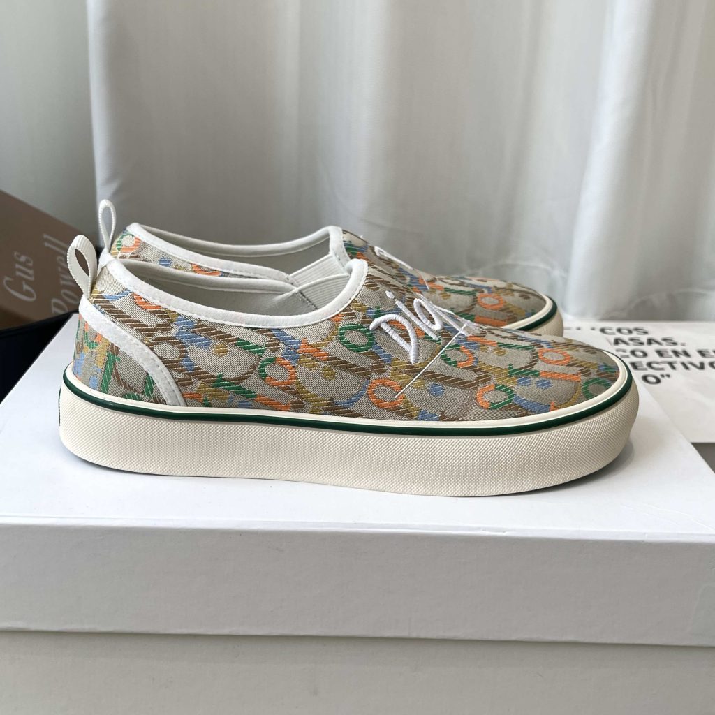 Dior Embroidered Loafer with Signature Lettering in Custom Fabric with Lambskin Lining