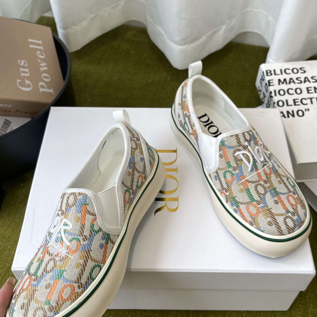 Dior Embroidered Loafer with Signature Lettering in Custom Fabric with Lambskin Lining