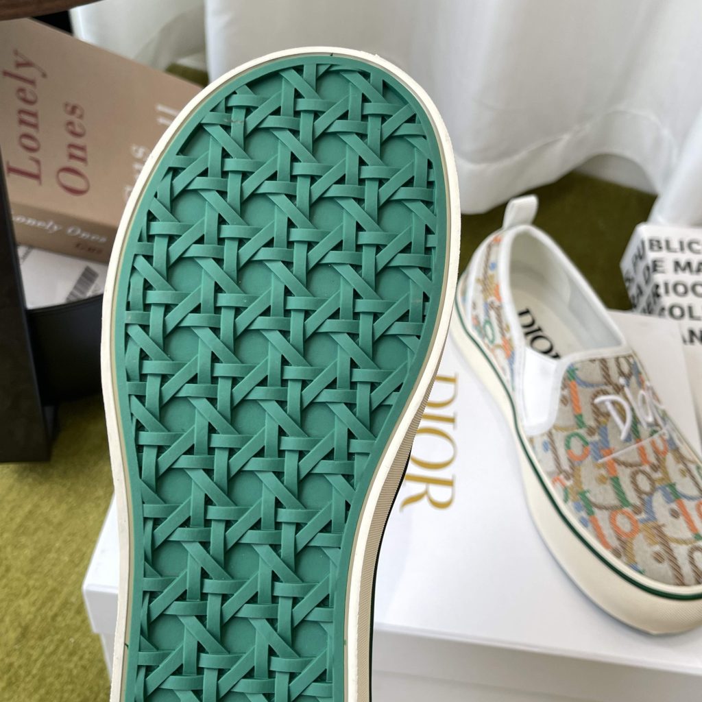 Dior Embroidered Loafer with Signature Lettering in Custom Fabric with Lambskin Lining