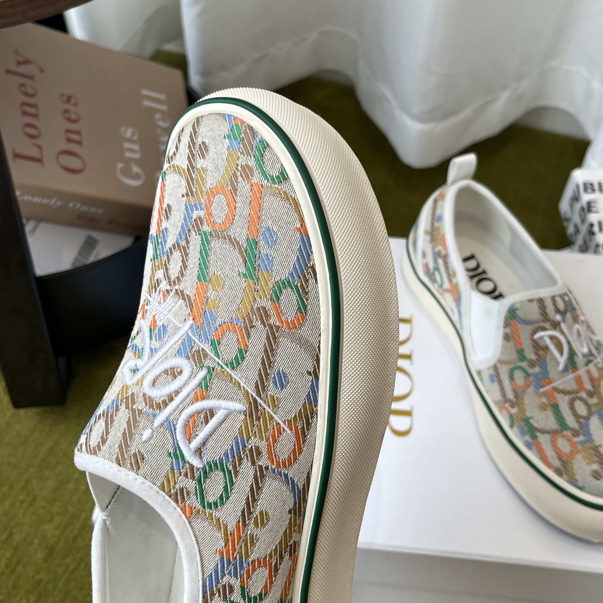 Dior Embroidered Loafer with Signature Lettering in Custom Fabric with Lambskin Lining