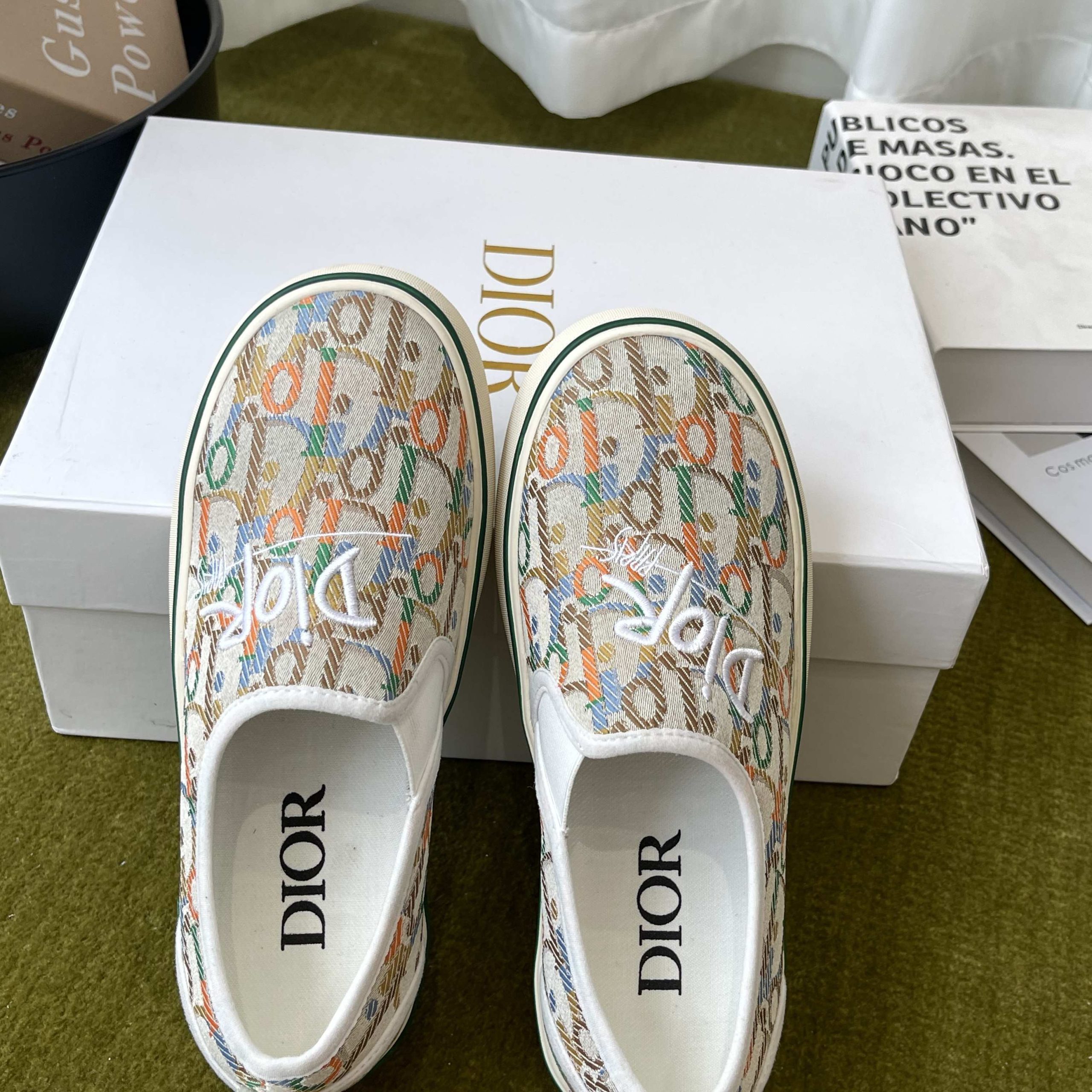 Dior Embroidered Loafer with Signature Lettering in Custom Fabric with Lambskin Lining