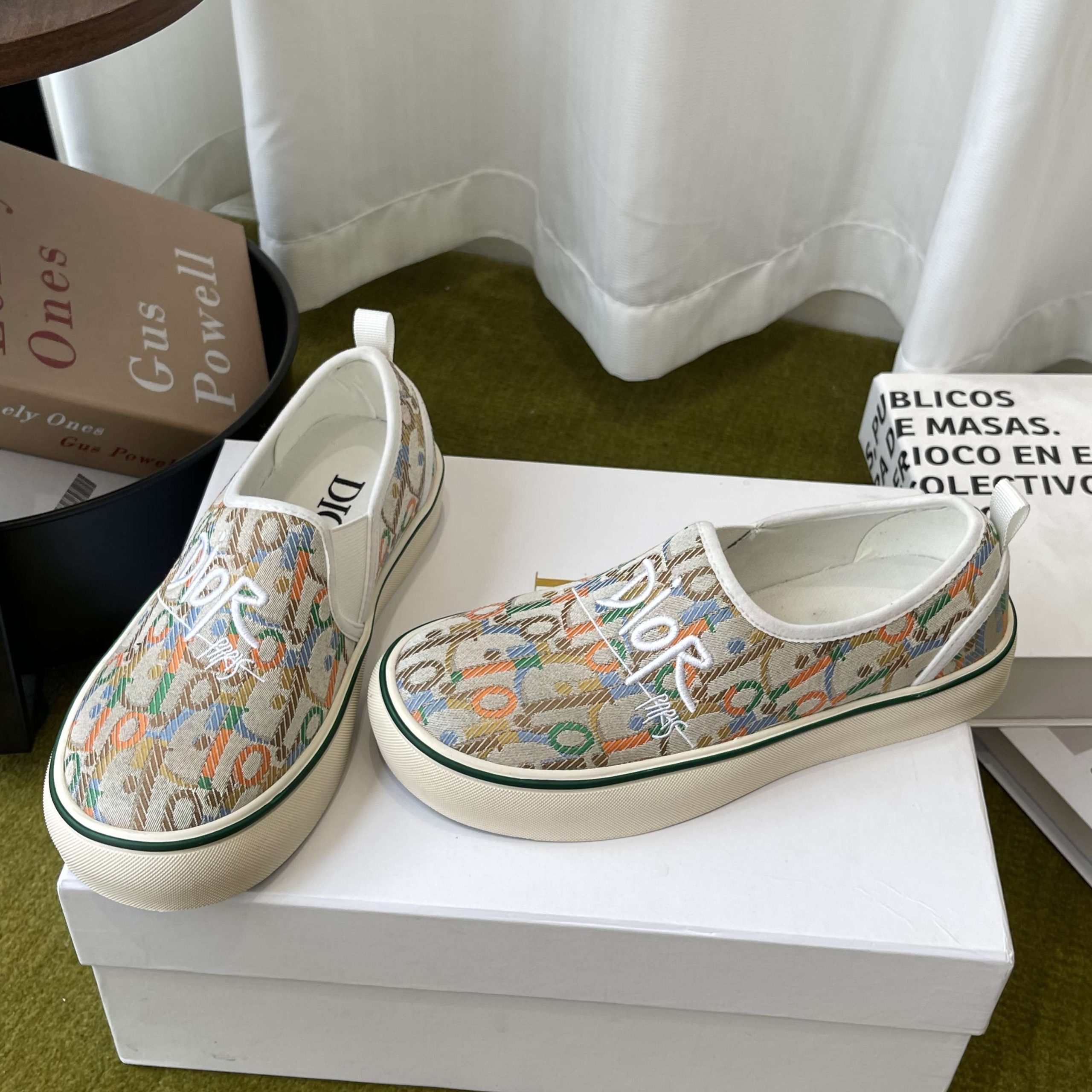 Dior Embroidered Loafer with Signature Lettering in Custom Fabric with Lambskin Lining