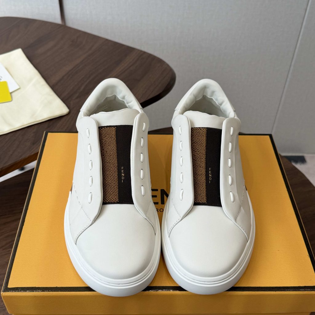 Fendi Club Badge Lace-up Sneakers in Calfskin Leather