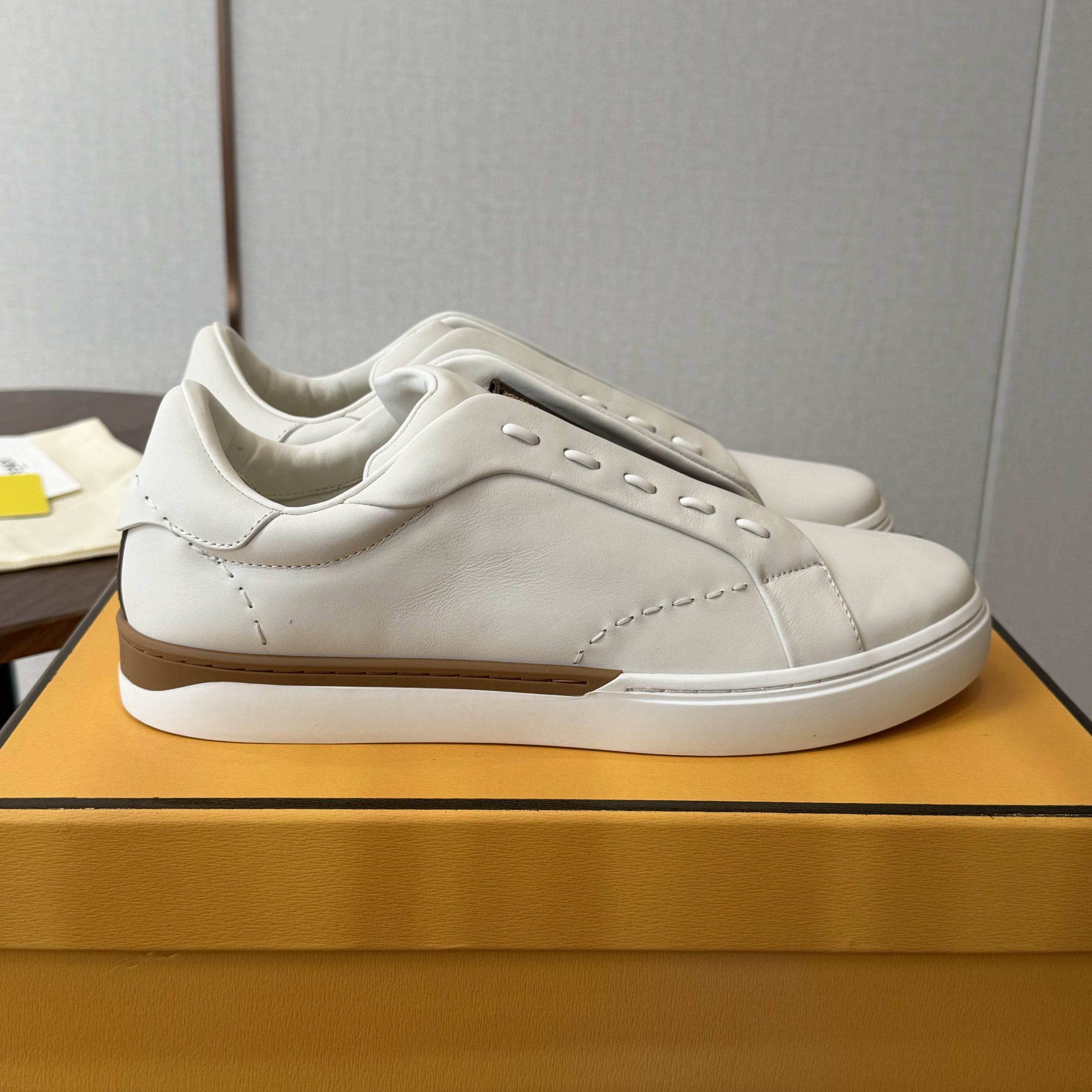 Fendi Club Badge Lace-up Sneakers in Calfskin Leather