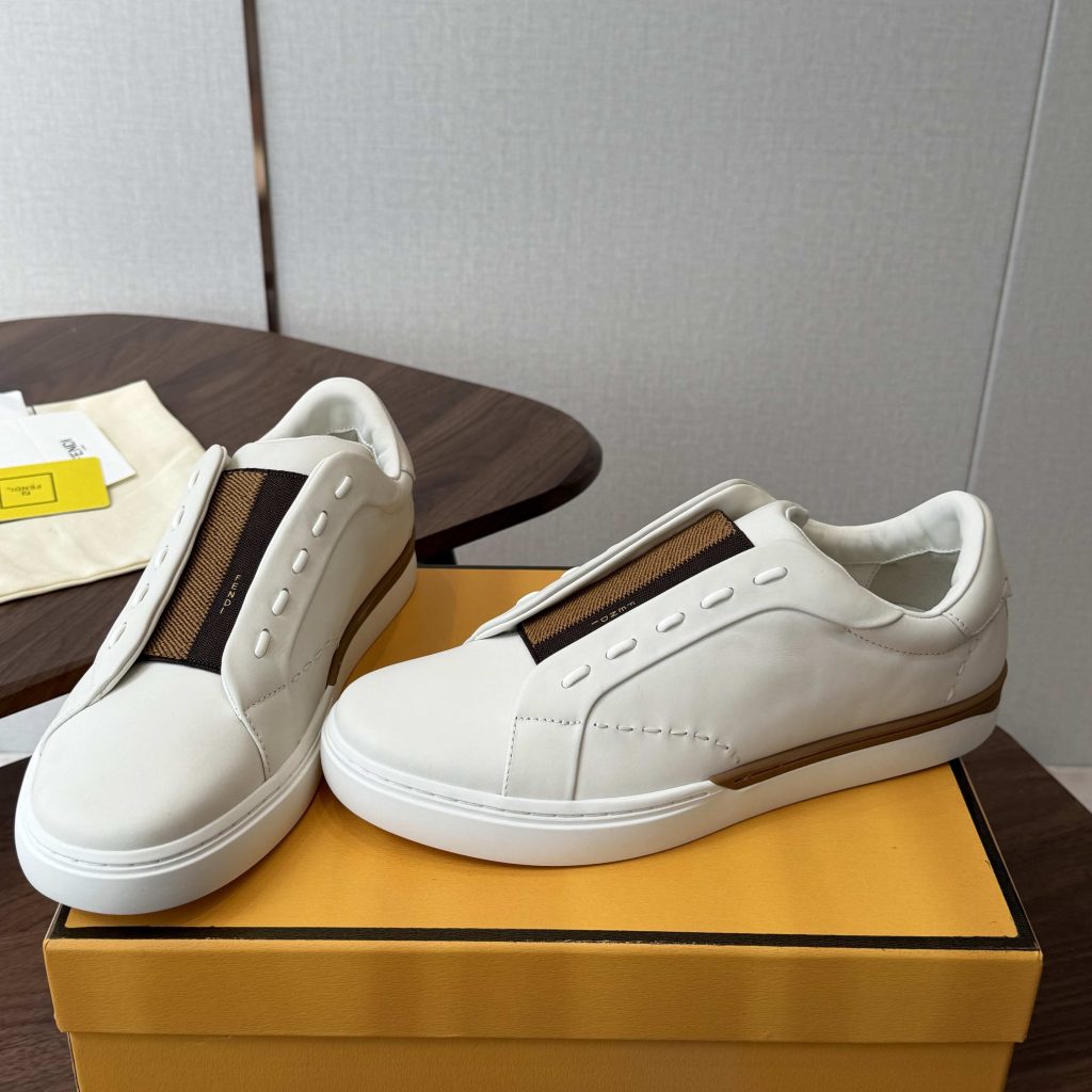 Fendi Club Badge Lace-up Sneakers in Calfskin Leather