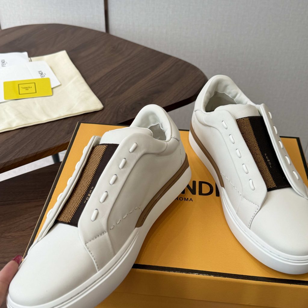 Fendi Club Badge Lace-up Sneakers in Calfskin Leather