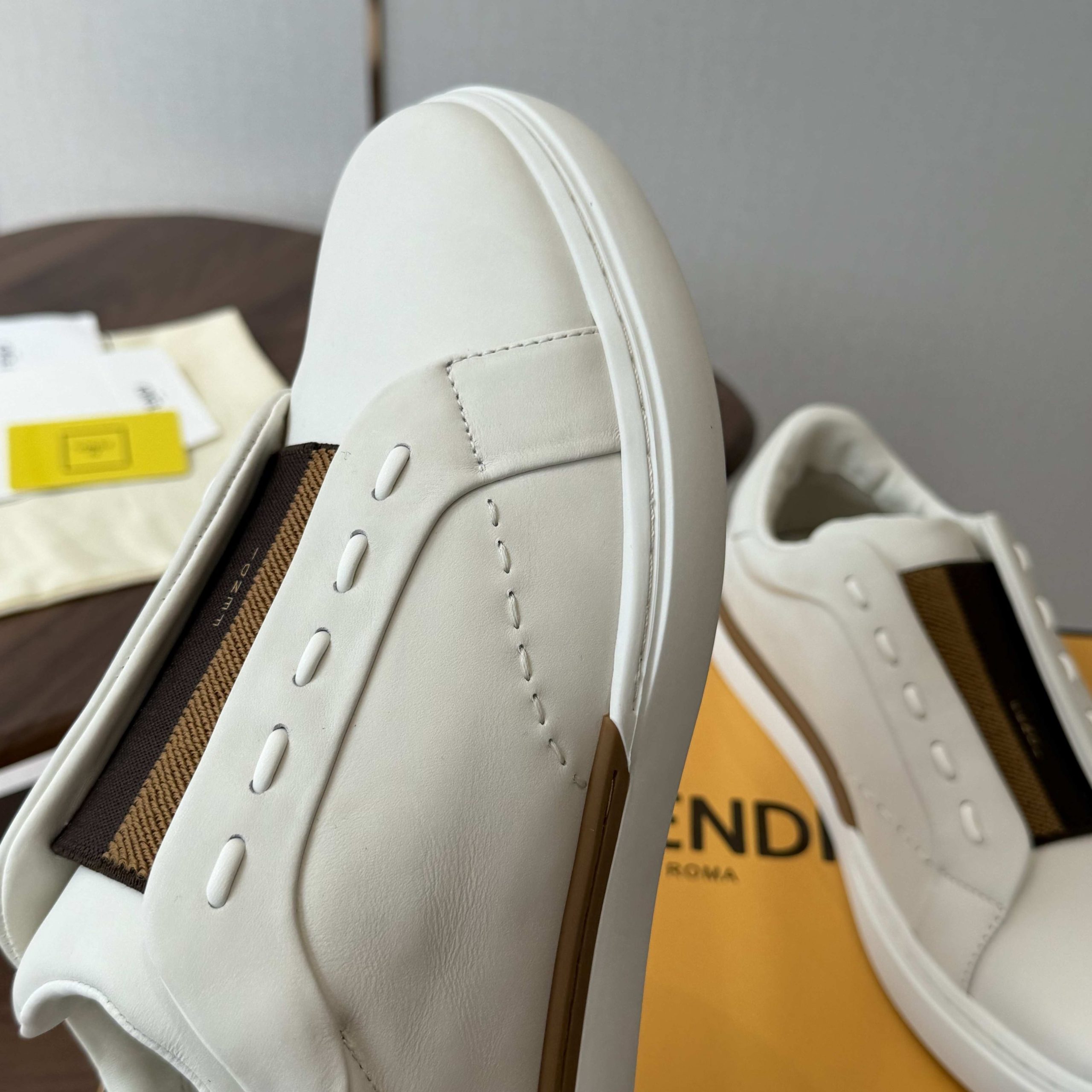 Fendi Club Badge Lace-up Sneakers in Calfskin Leather