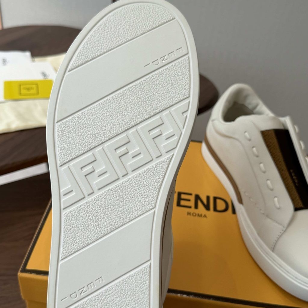 Fendi Club Badge Lace-up Sneakers in Calfskin Leather